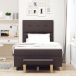vidaXL Pat cu arcuri cu saltea Maro închis 120 x 200 cm țesătură vidaXL Pat cu arcuri cu saltea Maro închis 120 x 200 cm țesătură