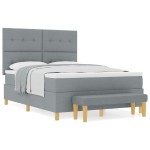 Pat cu saltea și bancă vidaXL Gri deschis 140x200 cm Material textil Pat cu saltea și bancă vidaXL Gri deschis 140x200 cm Material textil