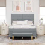 Pat cu saltea și bancă vidaXL Gri deschis 140x200 cm Material textil Pat cu saltea și bancă vidaXL Gri deschis 140x200 cm Material textil