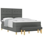 vidaXL Pat cu arcuri cu saltea Gri închis 160 x 200 cm țesătură vidaXL Pat cu arcuri cu saltea Gri închis 160 x 200 cm țesătură