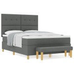 vidaXL Pat cu arcuri cu saltea Gri închis 160 x 200 cm țesătură vidaXL Pat cu arcuri cu saltea Gri închis 160 x 200 cm țesătură