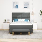 vidaXL Pat cu arcuri cu saltea Gri închis 160 x 200 cm țesătură vidaXL Pat cu arcuri cu saltea Gri închis 160 x 200 cm țesătură