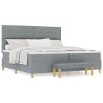 Pat Box Spring vidaXL cu Saltea și Bancă Gri deschis 200x200 cm Fabric Pat Box Spring vidaXL cu Saltea și Bancă Gri deschis 200x200 cm Fabric