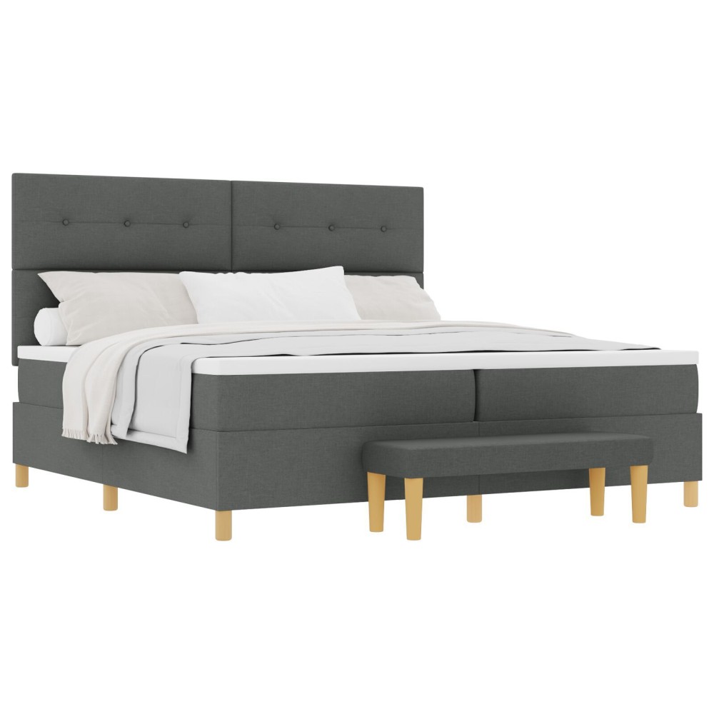 vidaXL Pat cu arcuri cu saltea Gri închis 200 x 200 cm țesătură