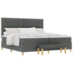 vidaXL Pat cu arcuri cu saltea Gri închis 200 x 200 cm țesătură vidaXL Pat cu arcuri cu saltea Gri închis 200 x 200 cm țesătură