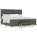 vidaXL Pat cu arcuri cu saltea Gri închis 200 x 200 cm țesătură vidaXL Pat cu arcuri cu saltea Gri închis 200 x 200 cm țesătură