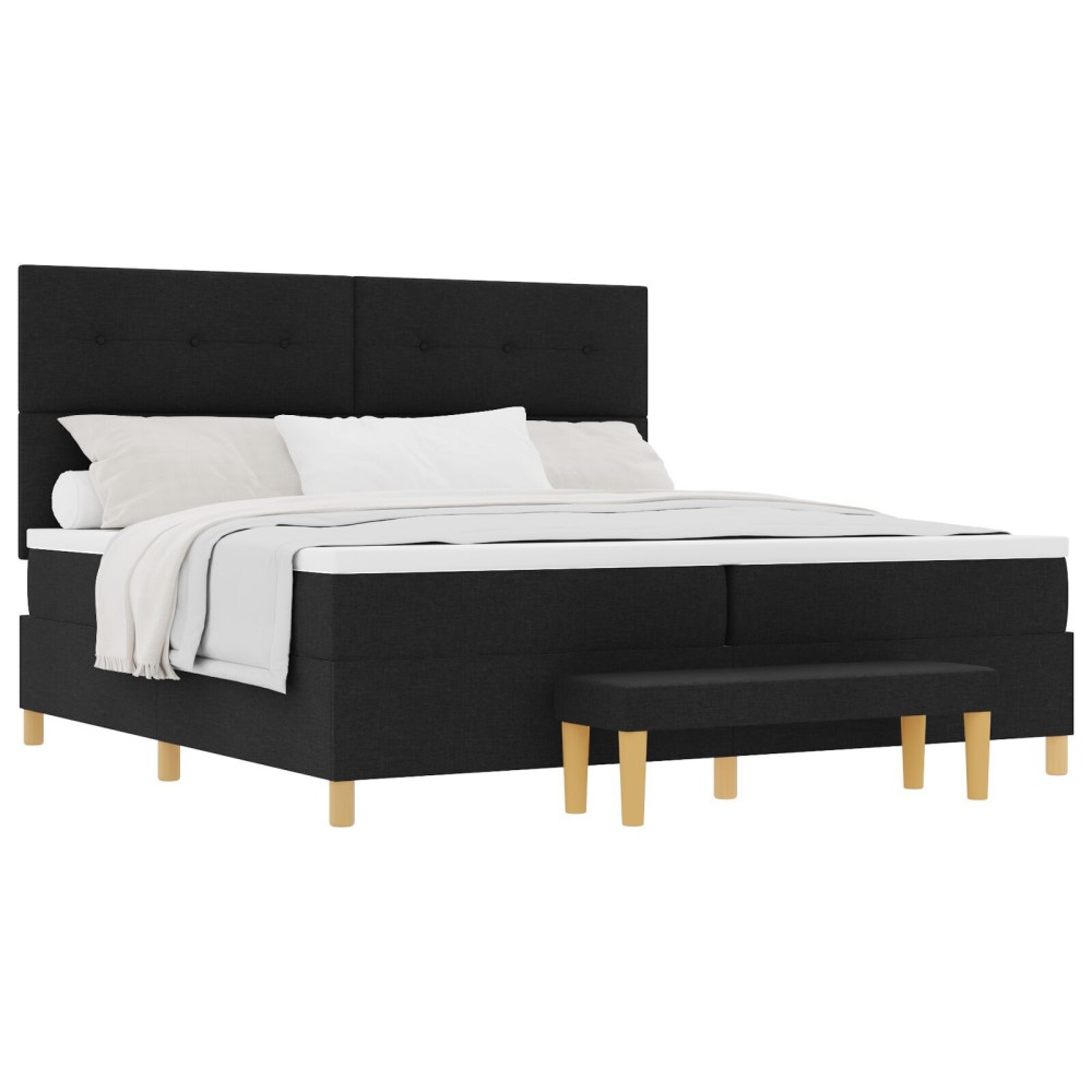 vidaXL Pat cu arcuri cu saltea Negru 200 x 200 cm țesătură