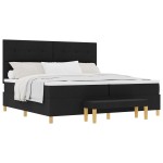 vidaXL Pat cu arcuri cu saltea Negru 200 x 200 cm țesătură vidaXL Pat cu arcuri cu saltea Negru 200 x 200 cm țesătură