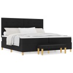 vidaXL Pat cu arcuri cu saltea Negru 200 x 200 cm țesătură vidaXL Pat cu arcuri cu saltea Negru 200 x 200 cm țesătură