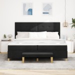 vidaXL Pat cu arcuri cu saltea Negru 200 x 200 cm țesătură vidaXL Pat cu arcuri cu saltea Negru 200 x 200 cm țesătură