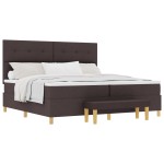 vidaXL Pat cu arcuri cu saltea Maro închis 200 x 200 cm țesătură vidaXL Pat cu arcuri cu saltea Maro închis 200 x 200 cm țesătură