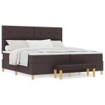 vidaXL Pat cu arcuri cu saltea Maro închis 200 x 200 cm țesătură vidaXL Pat cu arcuri cu saltea Maro închis 200 x 200 cm țesătură