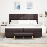 vidaXL Pat cu arcuri cu saltea Maro închis 200 x 200 cm țesătură vidaXL Pat cu arcuri cu saltea Maro închis 200 x 200 cm țesătură