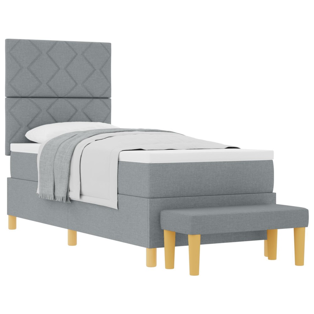 vidaXL Pat cu arcuri cu saltea Gri deschis 80 x 200 cm țesătură