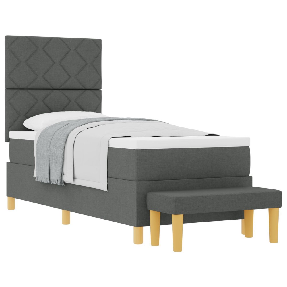 vidaXL Pat cu arcuri cu saltea Gri închis 80 x 200 cm țesătură