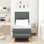 vidaXL Pat cu arcuri cu saltea Gri închis 80 x 200 cm țesătură vidaXL Pat cu arcuri cu saltea Gri închis 80 x 200 cm țesătură