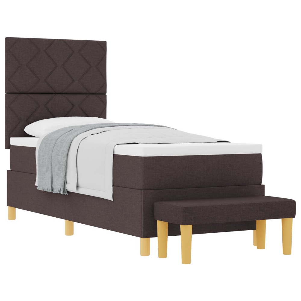 vidaXL Pat cu arcuri cu saltea Maro închis 80 x 200 cm țesătură