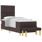 vidaXL Pat cu arcuri cu saltea Maro închis 80 x 200 cm țesătură vidaXL Pat cu arcuri cu saltea Maro închis 80 x 200 cm țesătură