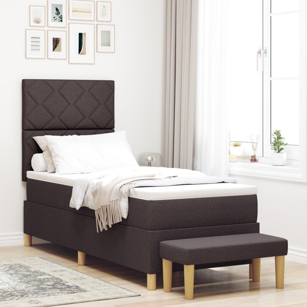vidaXL Pat cu arcuri cu saltea Maro închis 80 x 200 cm țesătură