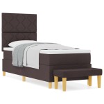vidaXL Pat cu arcuri cu saltea Maro închis 80 x 200 cm țesătură vidaXL Pat cu arcuri cu saltea Maro închis 80 x 200 cm țesătură