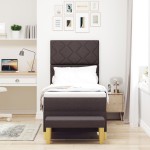 vidaXL Pat cu arcuri cu saltea Maro închis 80 x 200 cm țesătură vidaXL Pat cu arcuri cu saltea Maro închis 80 x 200 cm țesătură