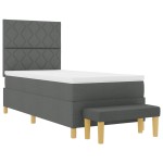 vidaXL Pat cu arcuri cu saltea Gri închis 90 x 190 cm țesătură vidaXL Pat cu arcuri cu saltea Gri închis 90 x 190 cm țesătură