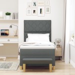 vidaXL Pat cu arcuri cu saltea Gri închis 90 x 190 cm țesătură vidaXL Pat cu arcuri cu saltea Gri închis 90 x 190 cm țesătură