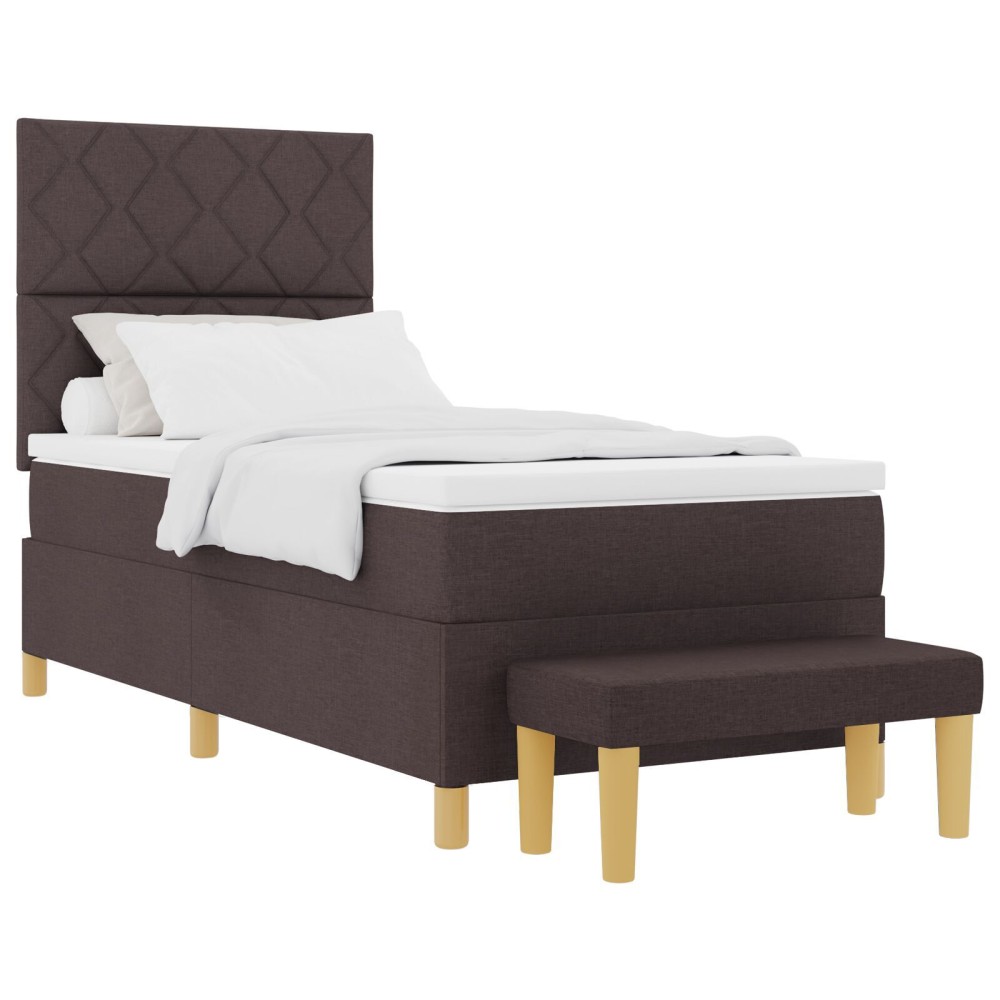 vidaXL Pat cu arcuri cu saltea Maro închis 90 x 200 cm țesătură