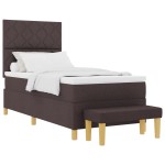 vidaXL Pat cu arcuri cu saltea Maro închis 90 x 200 cm țesătură vidaXL Pat cu arcuri cu saltea Maro închis 90 x 200 cm țesătură