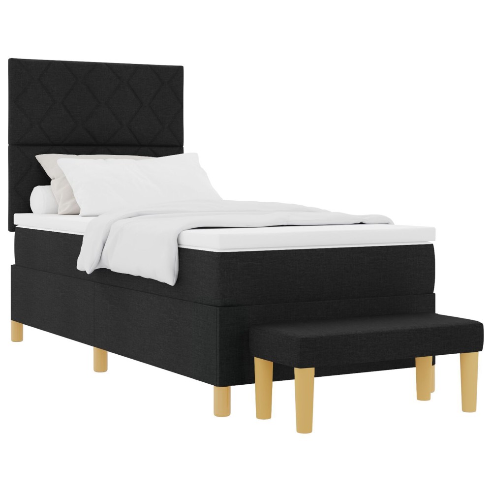 vidaXL Pat cu arcuri cu saltea Negru 100 x 200 cm țesătură