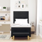 vidaXL Pat cu arcuri cu saltea Negru 100 x 200 cm țesătură vidaXL Pat cu arcuri cu saltea Negru 100 x 200 cm țesătură