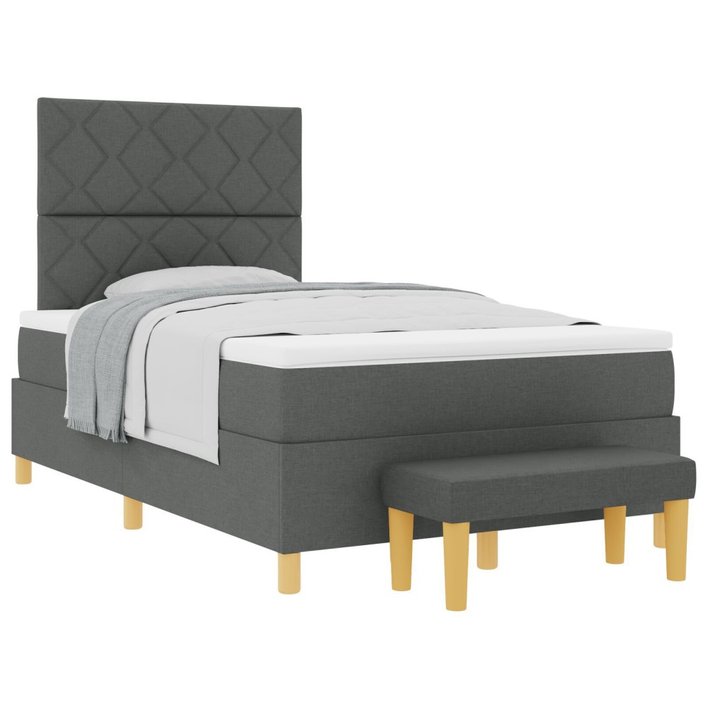 vidaXL Pat cu arcuri cu saltea Gri închis 120 x 190 cm țesătură