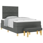 vidaXL Pat cu arcuri cu saltea Gri închis 120 x 190 cm țesătură vidaXL Pat cu arcuri cu saltea Gri închis 120 x 190 cm țesătură