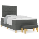 vidaXL Pat cu arcuri cu saltea Gri închis 120 x 190 cm țesătură vidaXL Pat cu arcuri cu saltea Gri închis 120 x 190 cm țesătură
