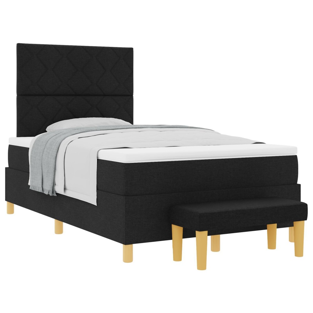 vidaXL Pat cu arcuri cu saltea Negru 120 x 190 cm țesătură