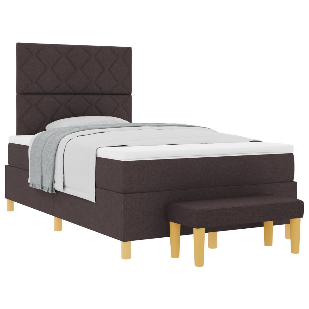vidaXL Pat cu arcuri cu saltea Maro închis 120 x 200 cm țesătură