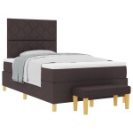 vidaXL Pat cu arcuri cu saltea Maro închis 120 x 200 cm țesătură vidaXL Pat cu arcuri cu saltea Maro închis 120 x 200 cm țesătură