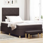 vidaXL Pat cu arcuri cu saltea Maro închis 120 x 200 cm țesătură vidaXL Pat cu arcuri cu saltea Maro închis 120 x 200 cm țesătură