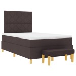 vidaXL Pat cu arcuri cu saltea Maro închis 120 x 200 cm țesătură vidaXL Pat cu arcuri cu saltea Maro închis 120 x 200 cm țesătură