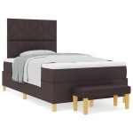 vidaXL Pat cu arcuri cu saltea Maro închis 120 x 200 cm țesătură vidaXL Pat cu arcuri cu saltea Maro închis 120 x 200 cm țesătură