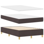 vidaXL Pat cu arcuri cu saltea Maro închis 120 x 200 cm țesătură vidaXL Pat cu arcuri cu saltea Maro închis 120 x 200 cm țesătură