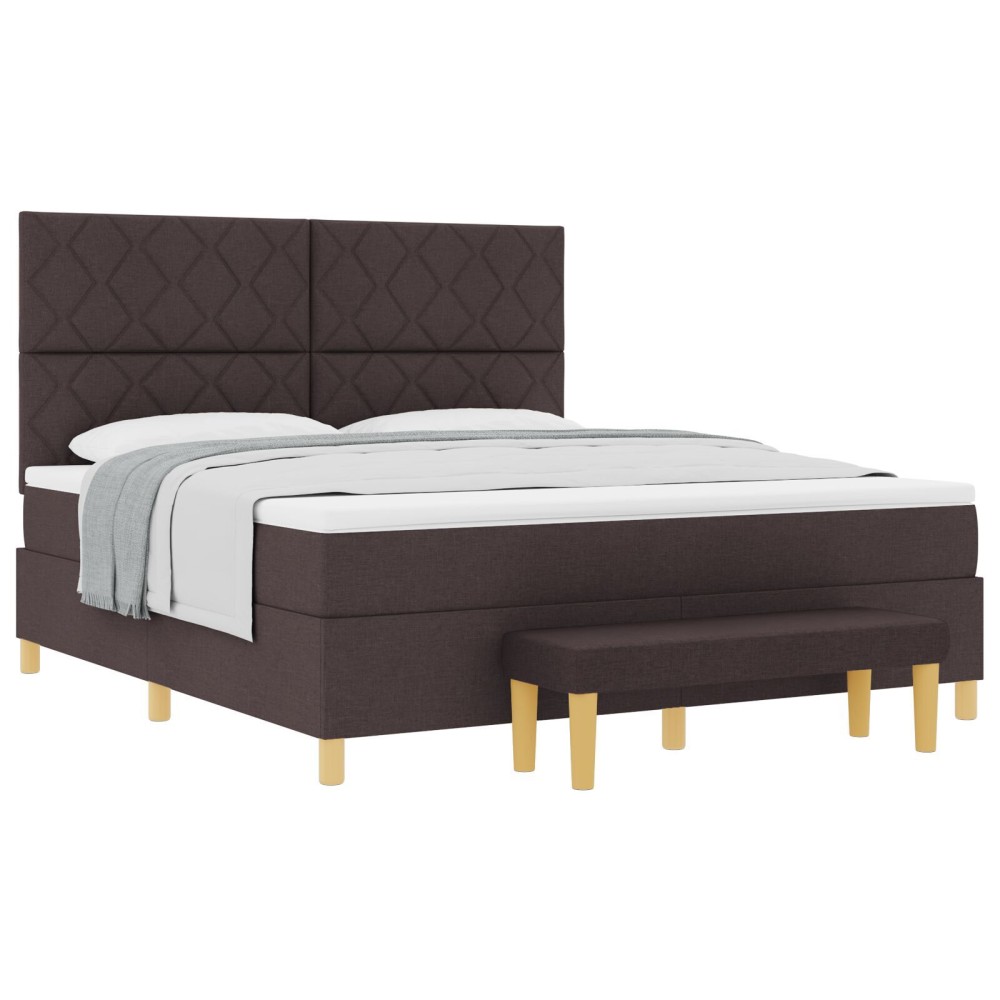 vidaXL Pat cu arcuri cu saltea Maro închis 180 x 200 cm țesătură