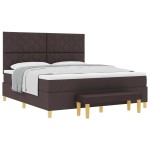 vidaXL Pat cu arcuri cu saltea Maro închis 180 x 200 cm țesătură vidaXL Pat cu arcuri cu saltea Maro închis 180 x 200 cm țesătură