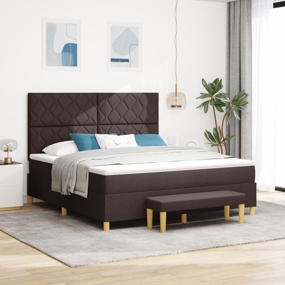 vidaXL Pat cu arcuri cu saltea Maro închis 180 x 200 cm țesătură