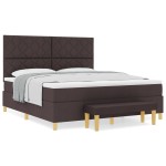 vidaXL Pat cu arcuri cu saltea Maro închis 180 x 200 cm țesătură vidaXL Pat cu arcuri cu saltea Maro închis 180 x 200 cm țesătură