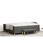 vidaXL Pat cu arcuri cu saltea Gri închis 200 x 200 cm țesătură vidaXL Pat cu arcuri cu saltea Gri închis 200 x 200 cm țesătură