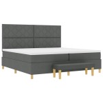 vidaXL Pat cu arcuri cu saltea Gri închis 200 x 200 cm țesătură vidaXL Pat cu arcuri cu saltea Gri închis 200 x 200 cm țesătură