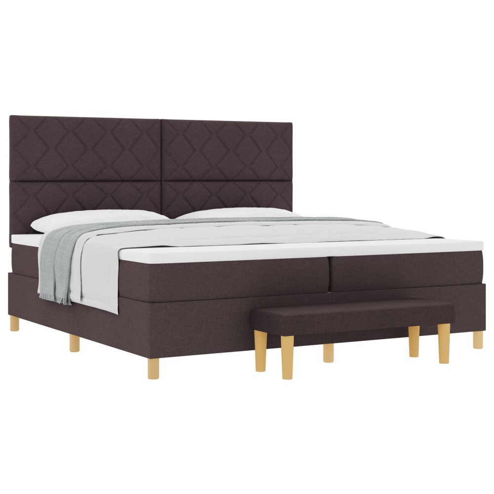 vidaXL Pat cu arcuri cu saltea Maro închis 200 x 200 cm țesătură