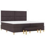 vidaXL Pat cu arcuri cu saltea Maro închis 200 x 200 cm țesătură vidaXL Pat cu arcuri cu saltea Maro închis 200 x 200 cm țesătură