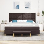 vidaXL Pat cu arcuri cu saltea Maro închis 200 x 200 cm țesătură vidaXL Pat cu arcuri cu saltea Maro închis 200 x 200 cm țesătură
